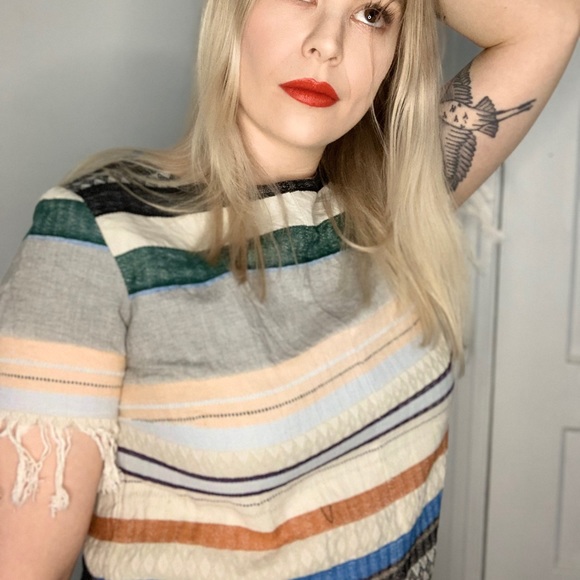 The Odells Rainbow Striped Fringe Top - Picture 4 of 9